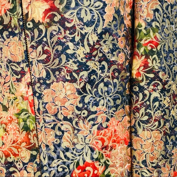 Elegance Paris Printed Flower Blazer Jacket Brown Black Gold size 10 - Picture 3 of 8